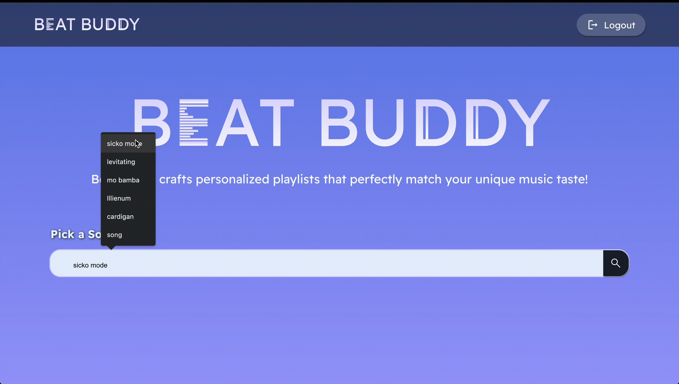 BeatBuddy - Spotify Playlist Generator screenshot
